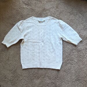 Simons Women's Cream Knit Crew Neck Sweater